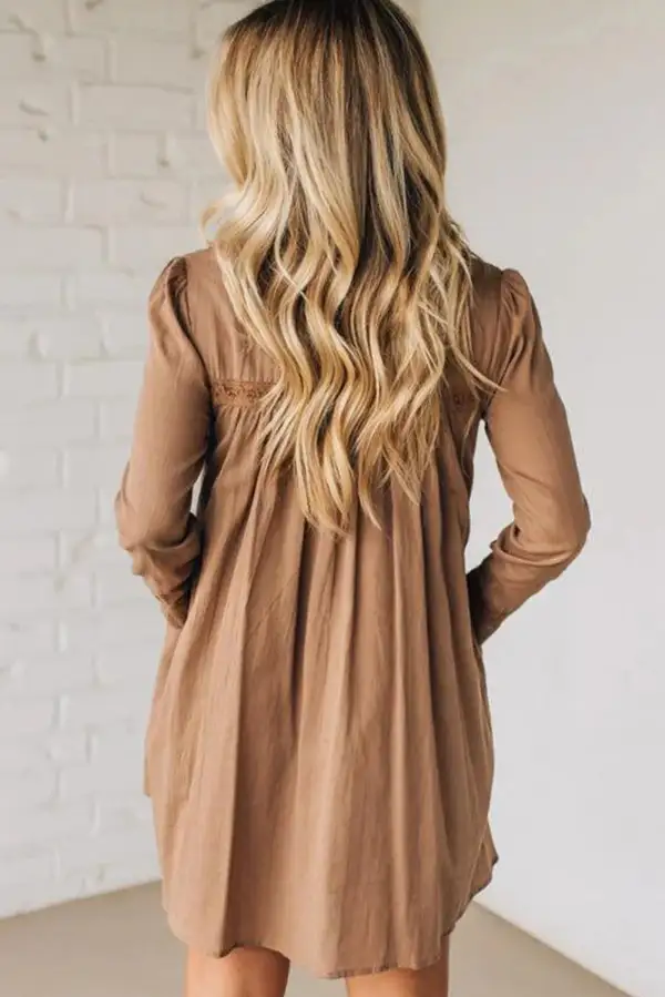 Structured Shape Lace Long Sleeve Mini Dress