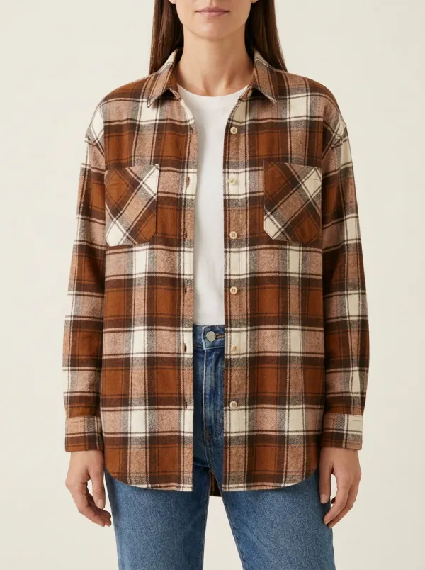 Layered Printed Plaid Plaid Long-Sleeve Shirt