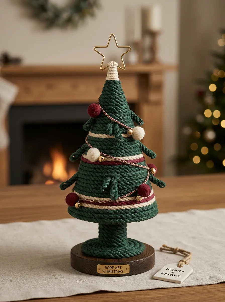 Rope Art Star Topped Christmas Tabletop Tree