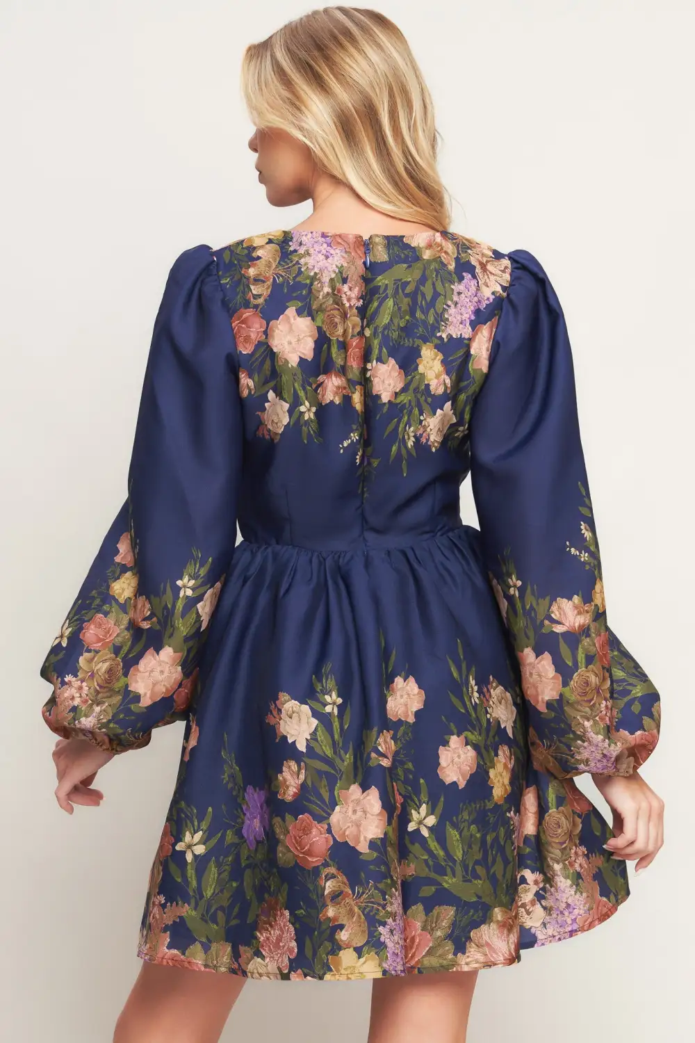Long-Sleeve Printed Mini Dress