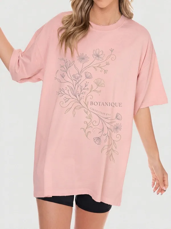 Women's Botanical Nature Lover Floral Botanique Printed T-shirt