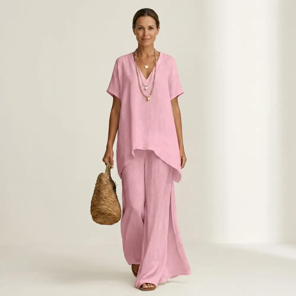 Libiana | V-Neck Linen Set