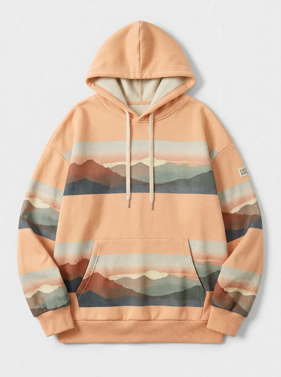 Unisex Outdoor Nature Lover Mountain Landscape Print Hoodie