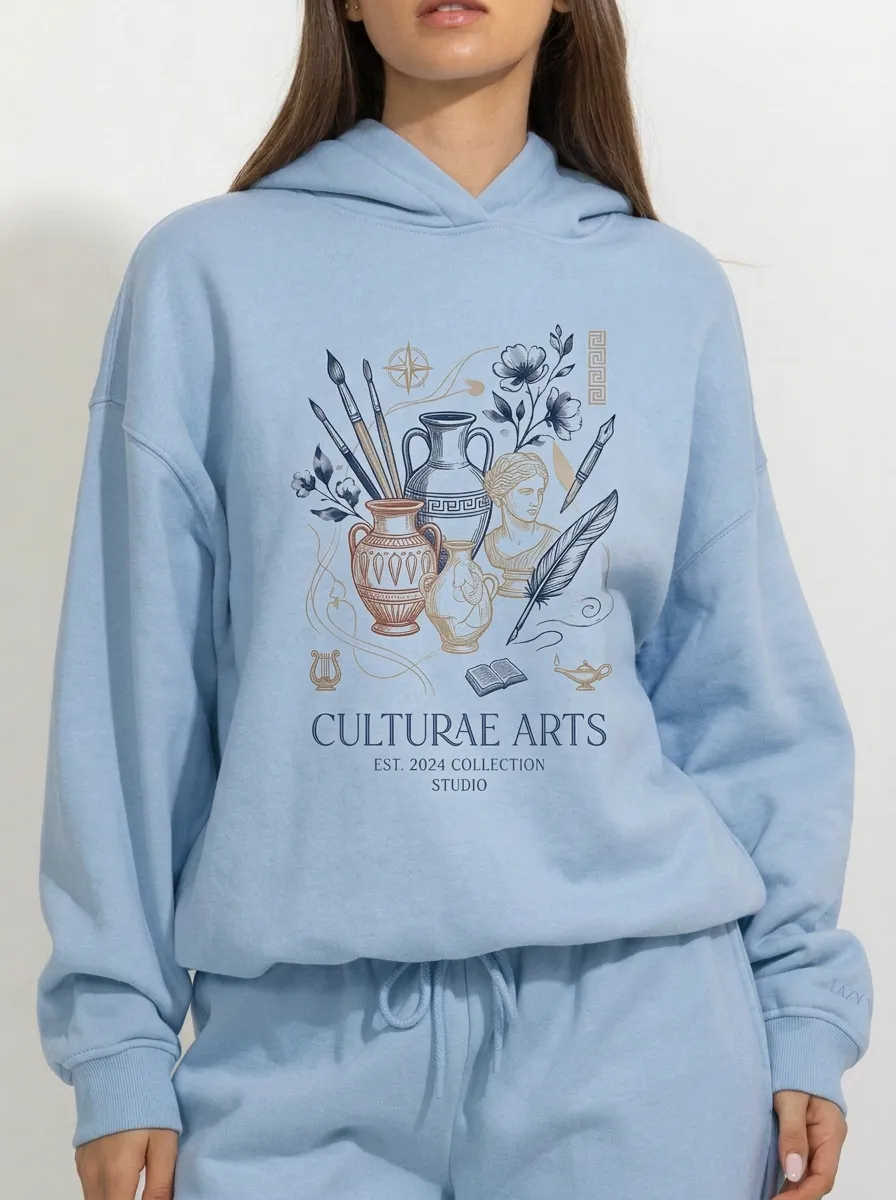Women's Classical Art Lover Greek Statue Vase Printed Hoodie