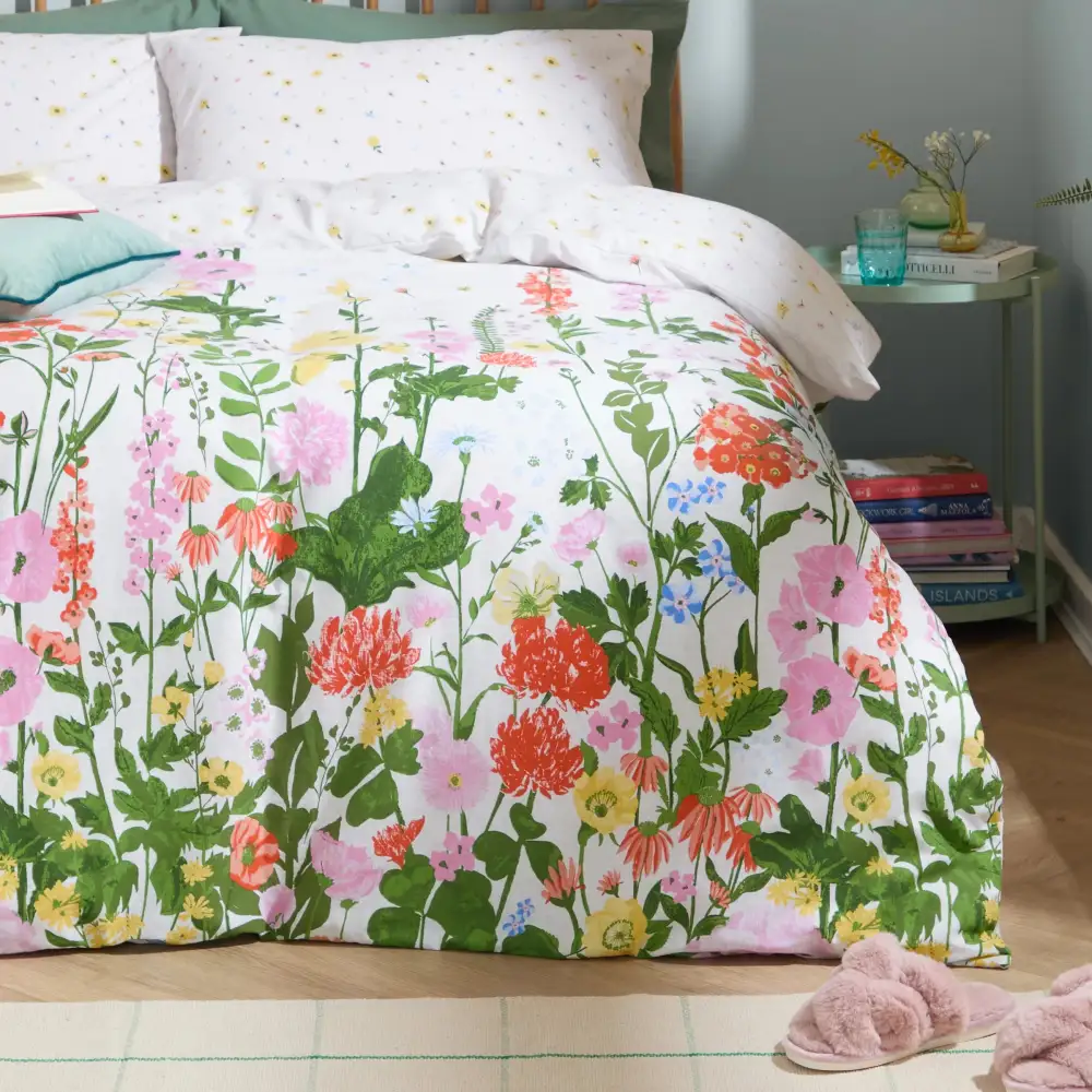 Classic Bedroom Reversible Floral Cotton Duvet Cover Set