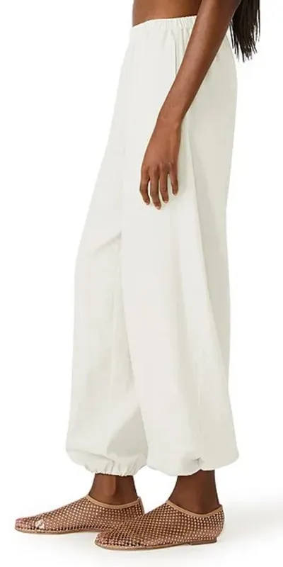 White Linen Blend Relaxed Pants