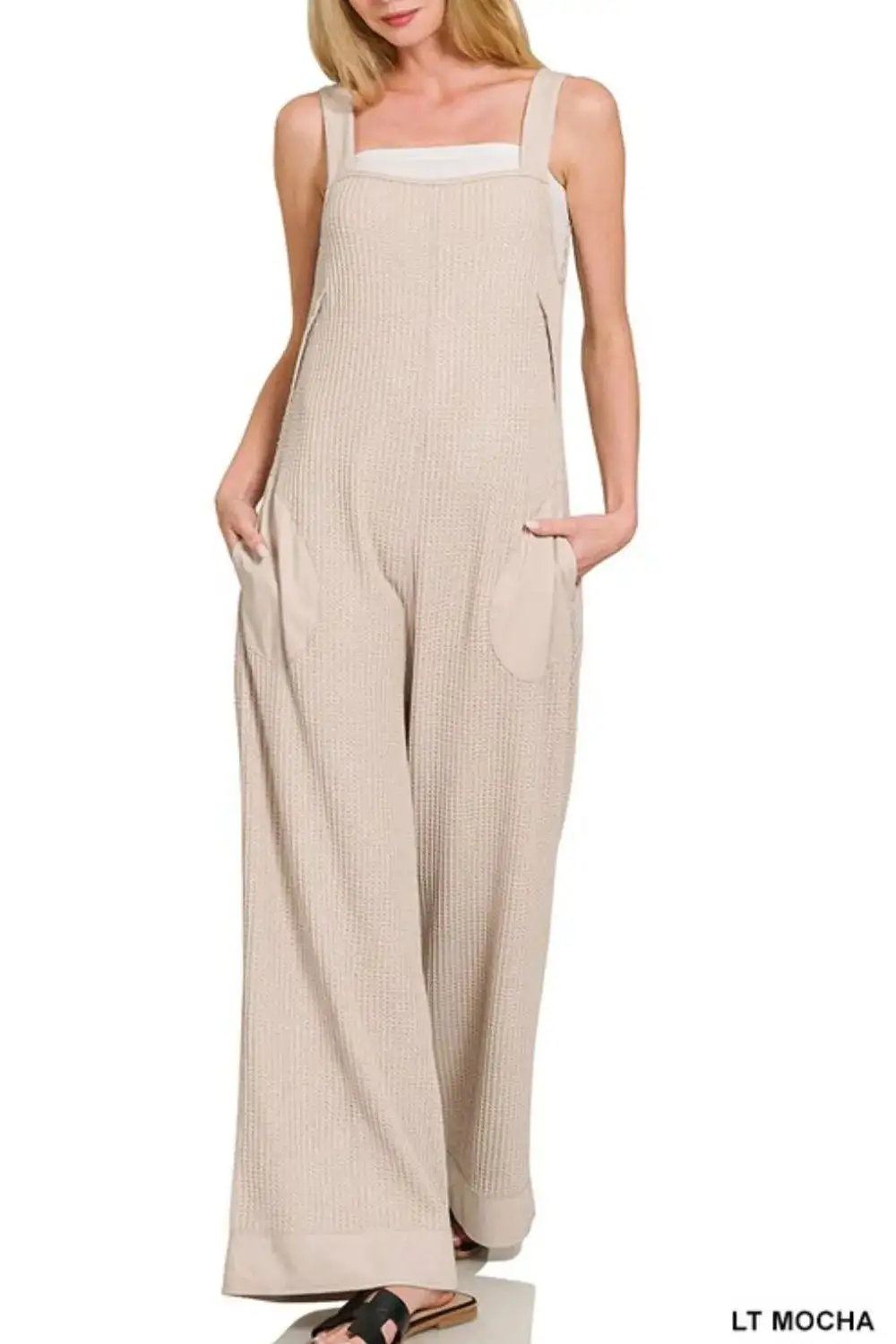 Knit Waffle Wide Leg Jumpsuit