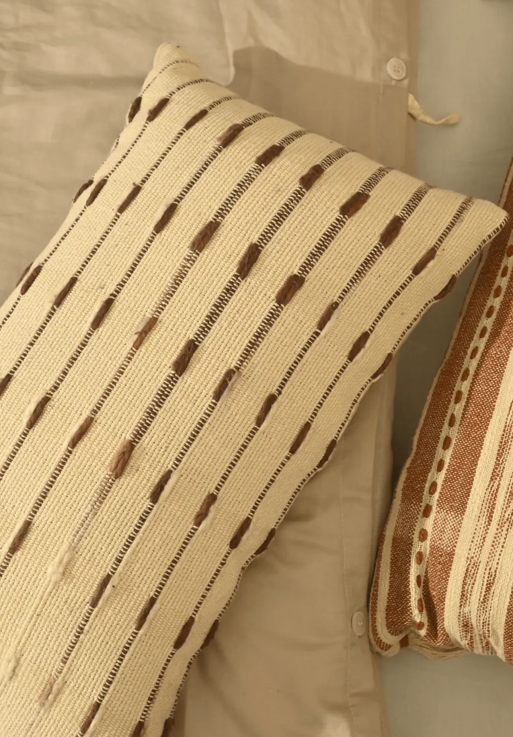 Handwoven Striped Cotton Decorative Cushion Cover