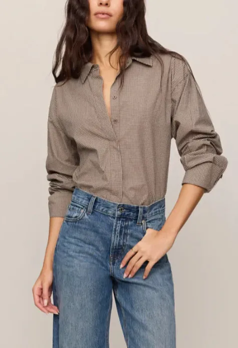 Relaxed Gingham Cotton Button Up Shirt