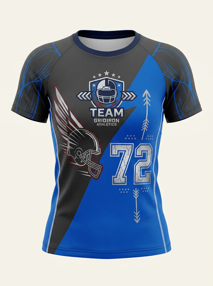 Women's American Football Fan Helmet Number 72 Printed T-shirt