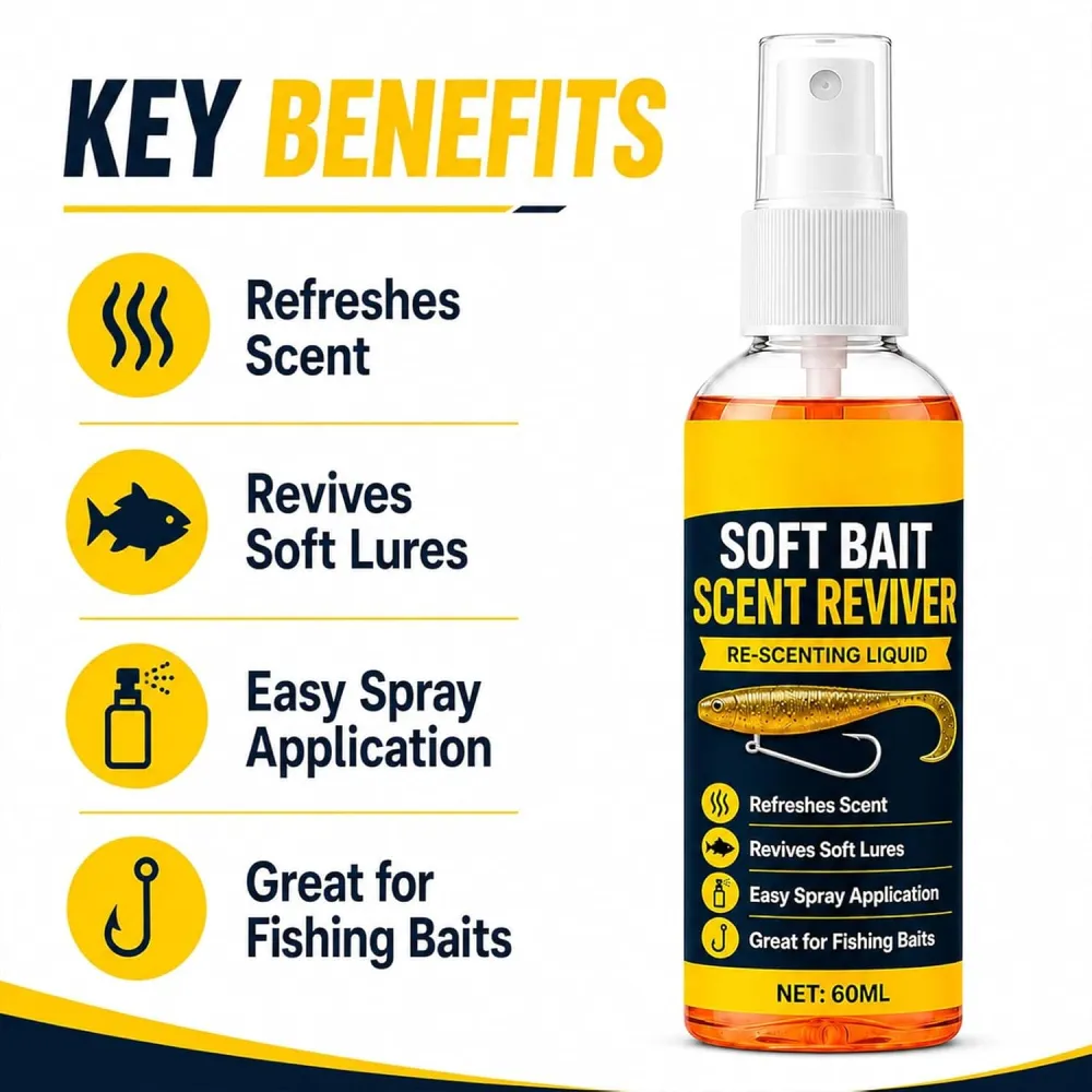 Soft Bait Scent Booster Spray, Soft Plastic Lure Scent Renew Spray, High‑Concentration Fishing Lure Scent Reviver