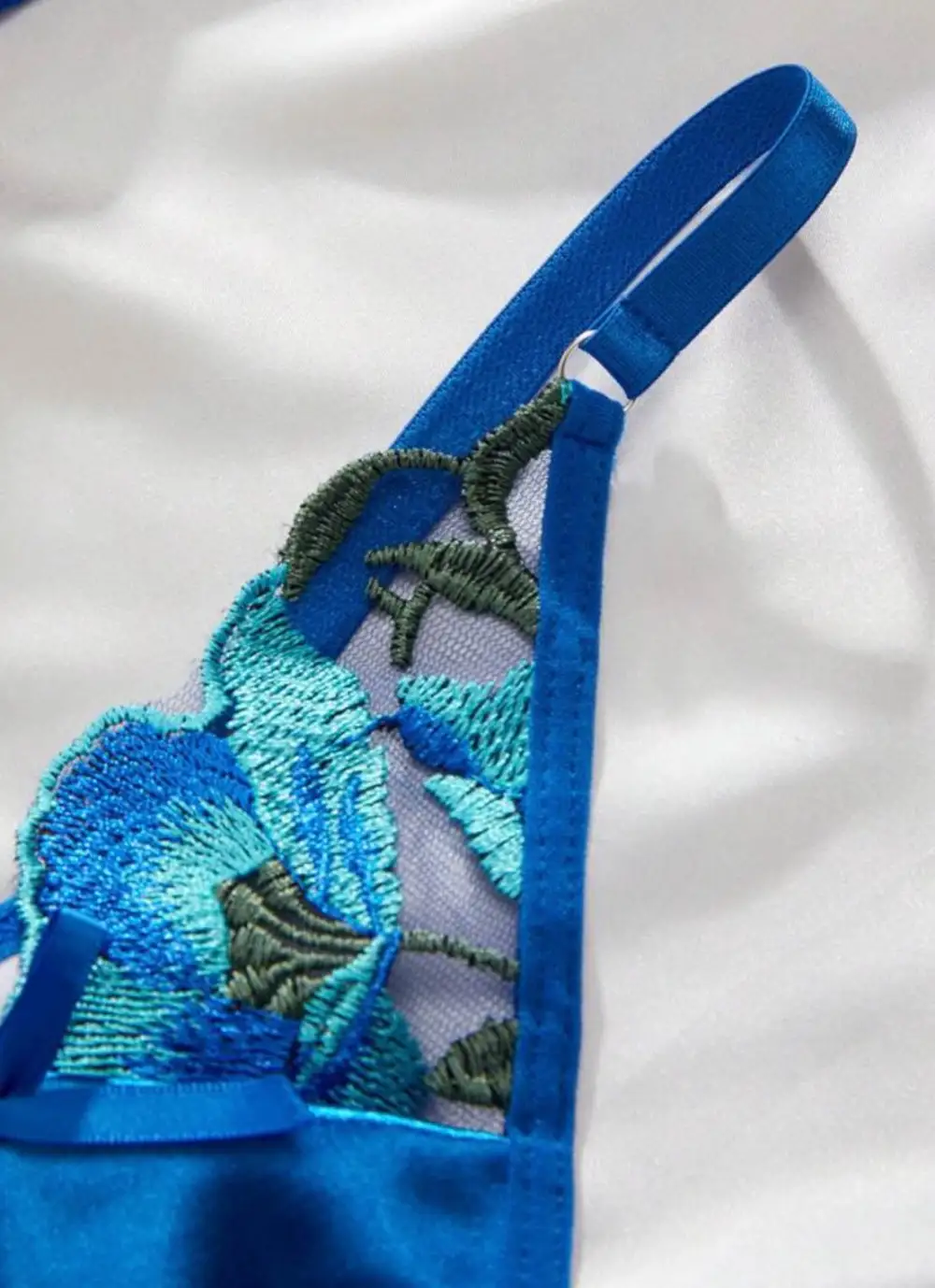 Graceful Floral Embroidered Lingerie Set