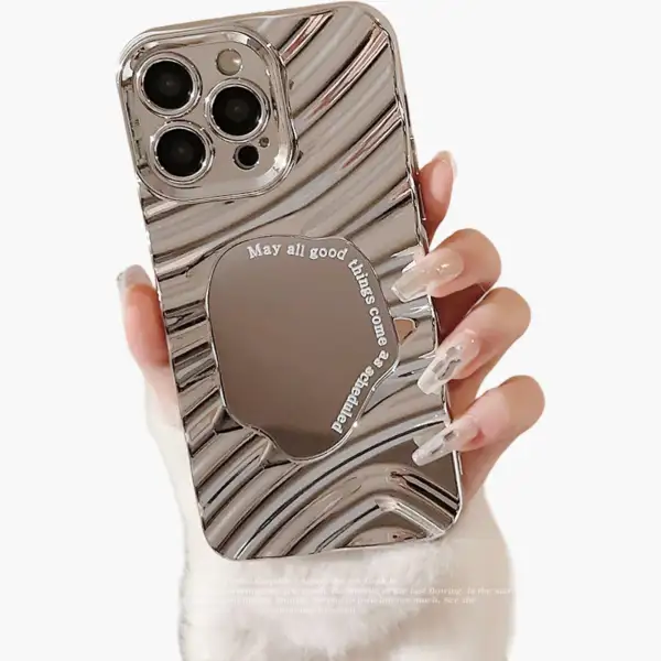 Mirror Cat Glossy Ripple Phone Case