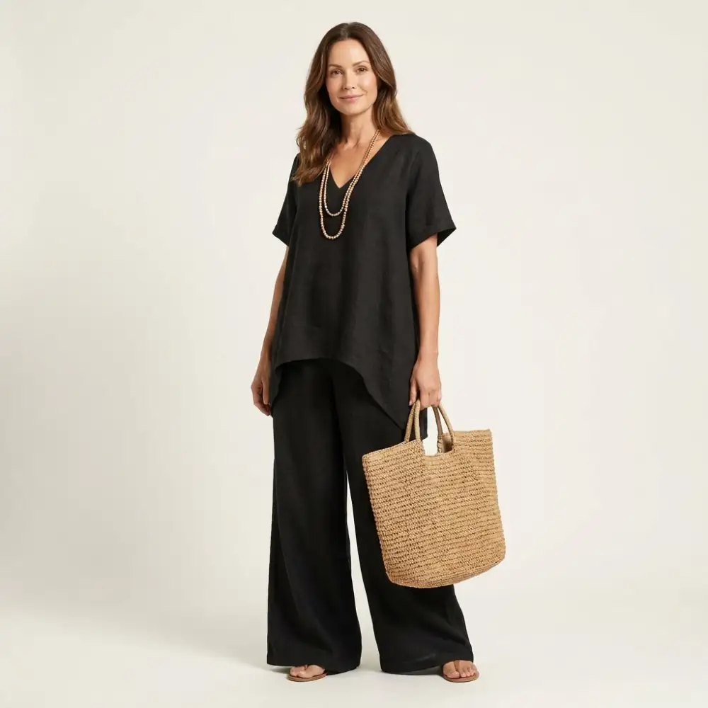 Libiana | V-Neck Linen Set