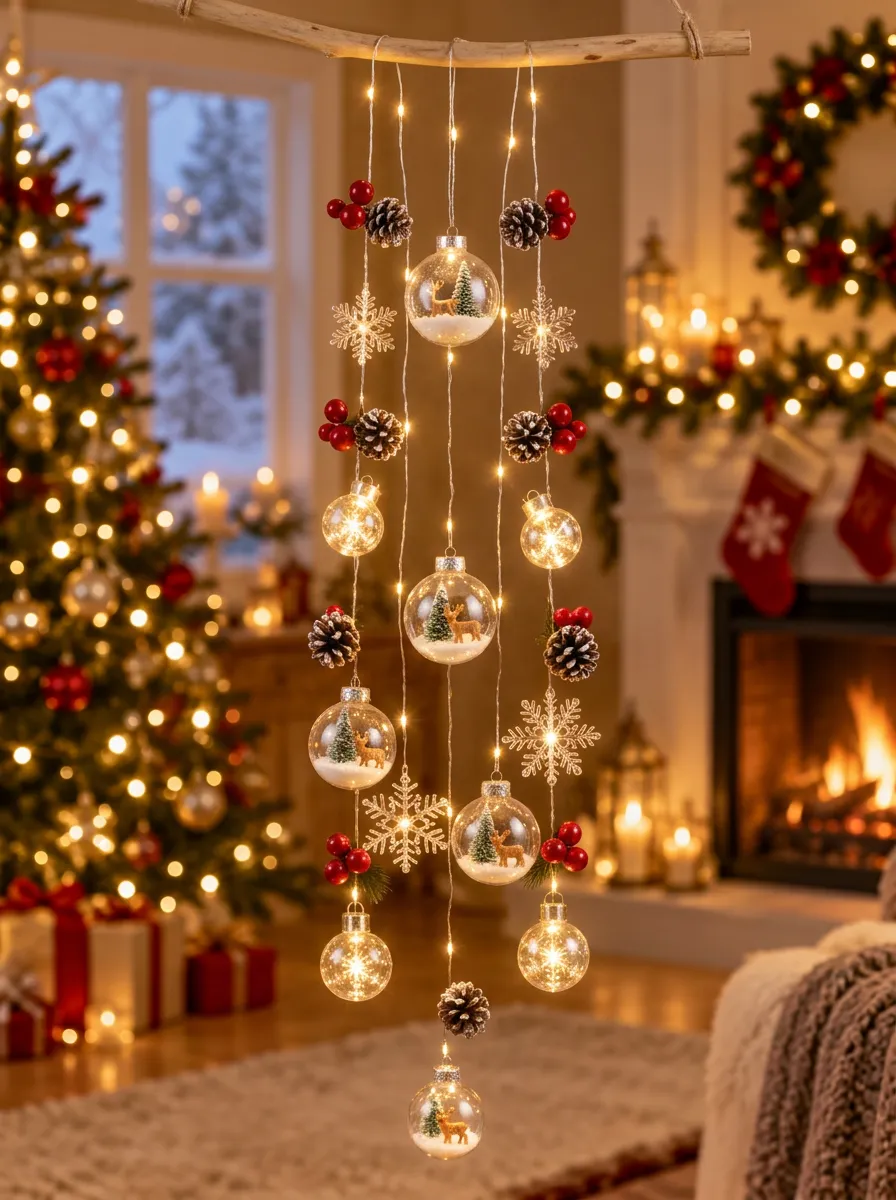 Reindeer Pinecone Snowflake Christmas LED String Lights