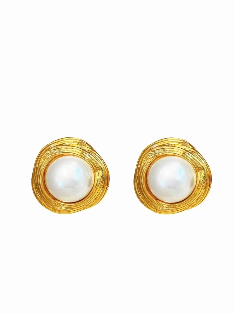 Serafina Irregular Edge Pearl Earrings