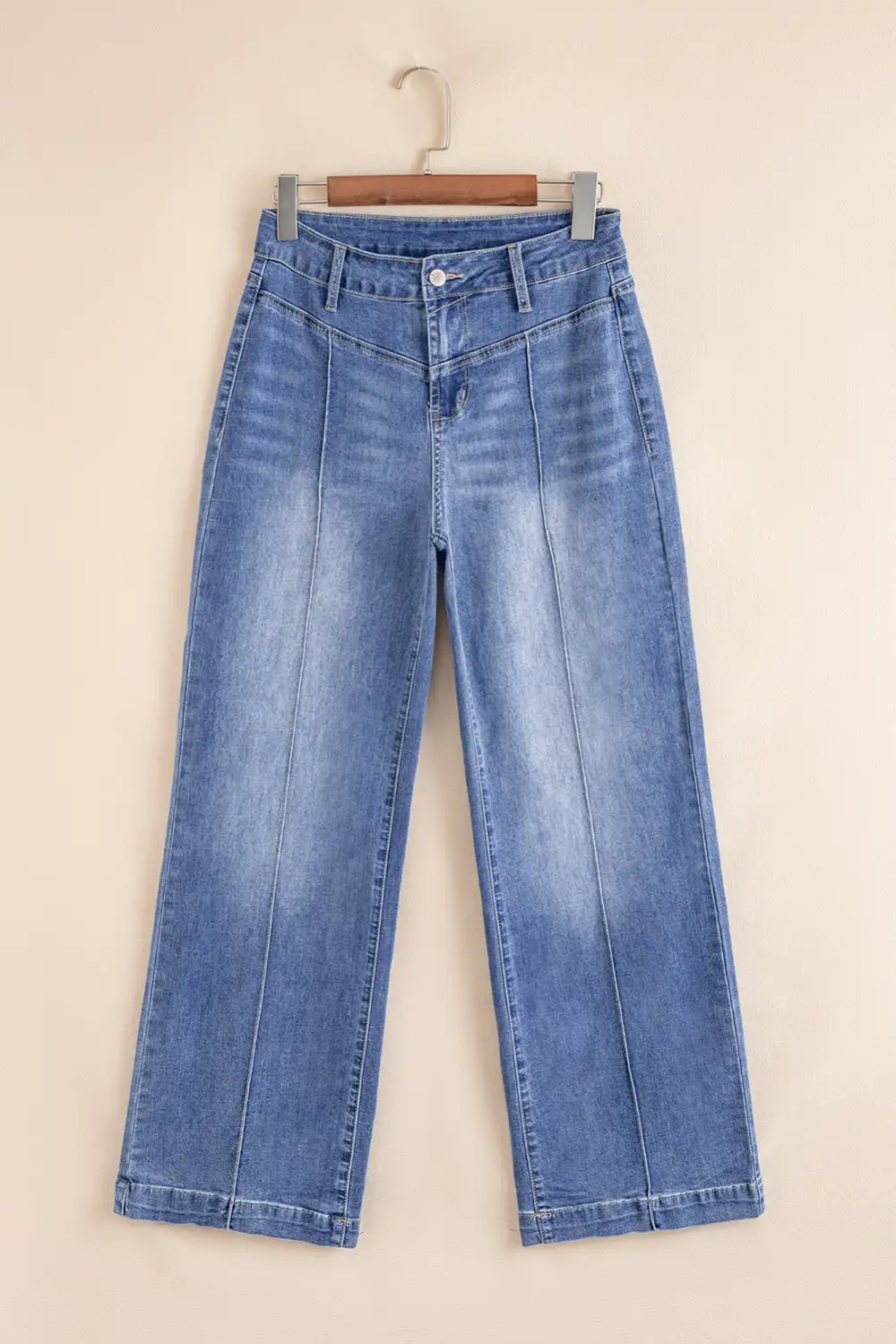 Button Front Clean Denim Jeans