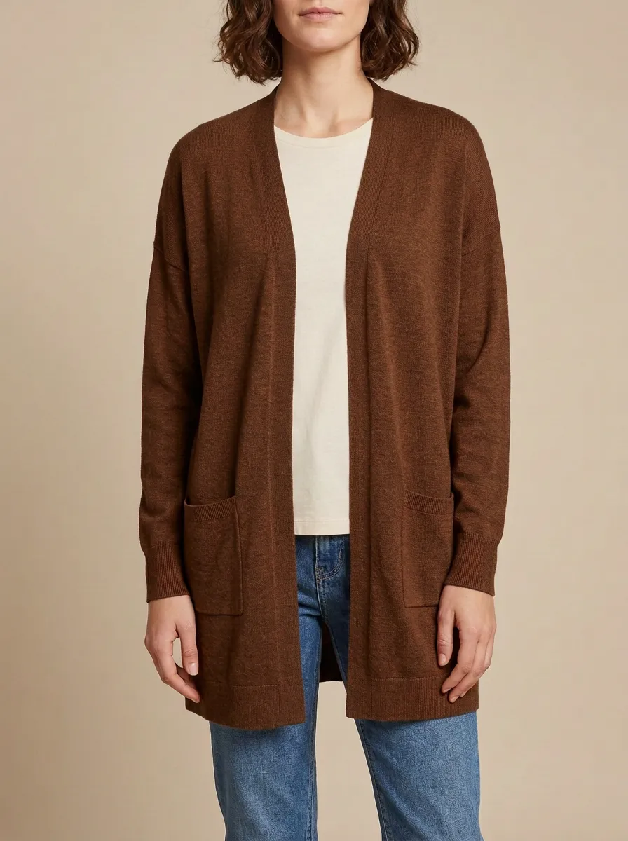Transitional Open-Front Knit Cardigan