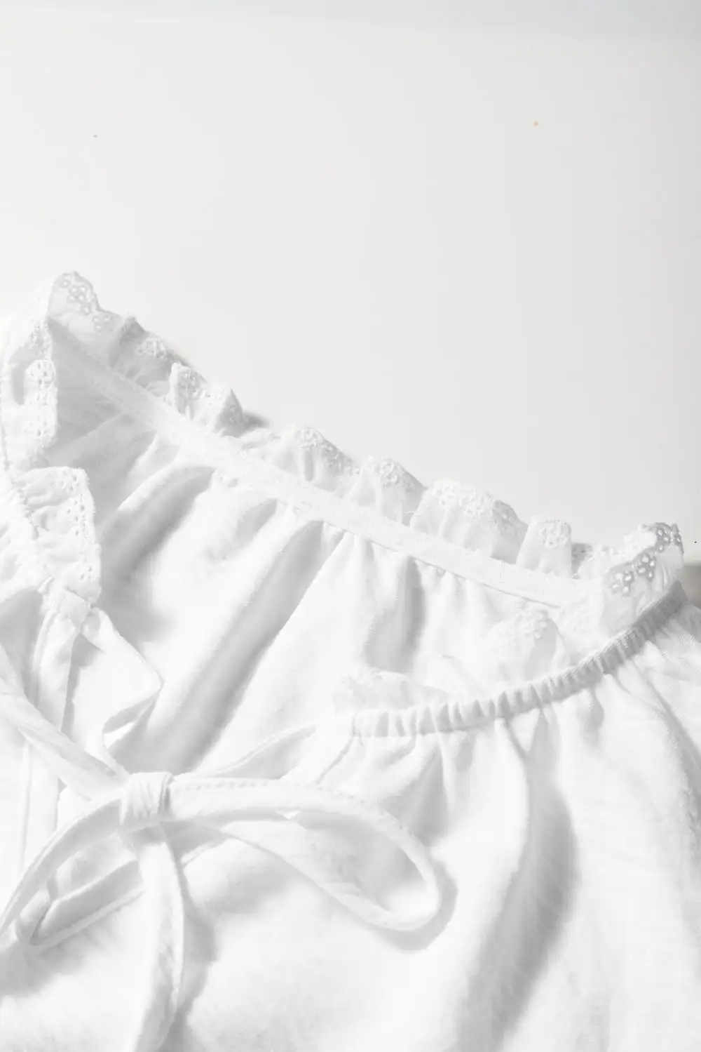 Embroidered Ruffled Textured Blouse