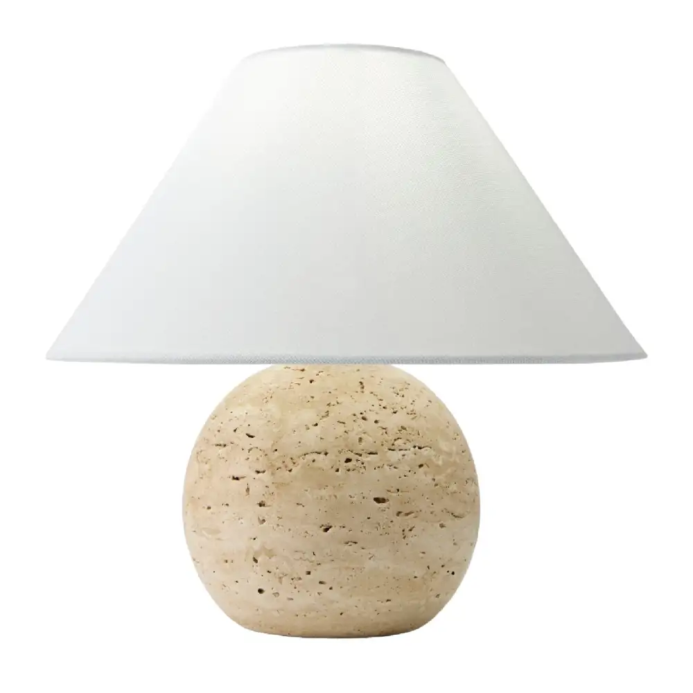 Linen Shade Travertine Ceramic Linen Table Lamp