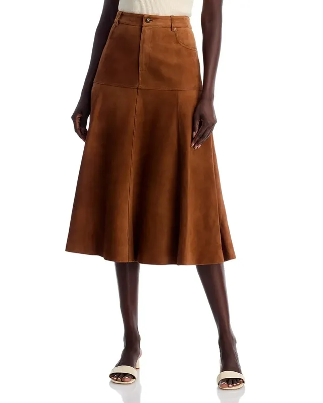 Suede Leather Belt Loop Skirt