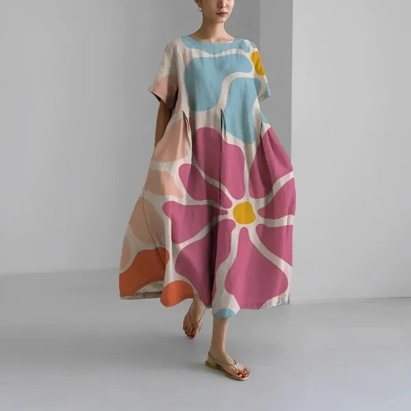 Relaxed Style Flower Midi Dress