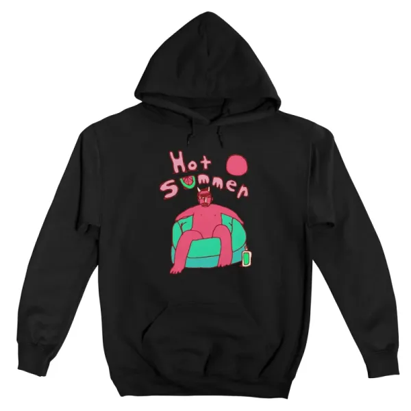 Men's Playful Cartoon Summer-Themed Print Hoodie