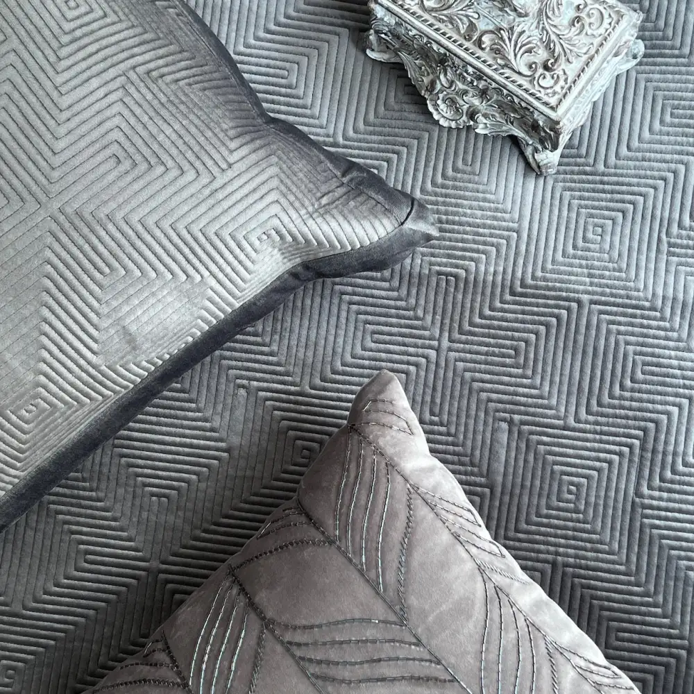 Dark Grey Velvet Bedspread