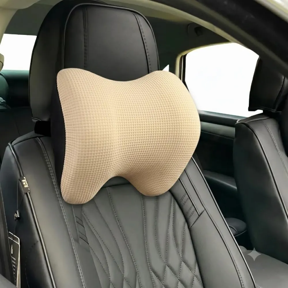 Super Soft Car Headrest Pillow, 100% Memory Foam Car Neck Pillow with Adjustable Strap & Breathable Removable Cover, Ergonomic Design - Travel Pillow Car Pillow for Neck/Back Pain Relief(Black, 1PC)