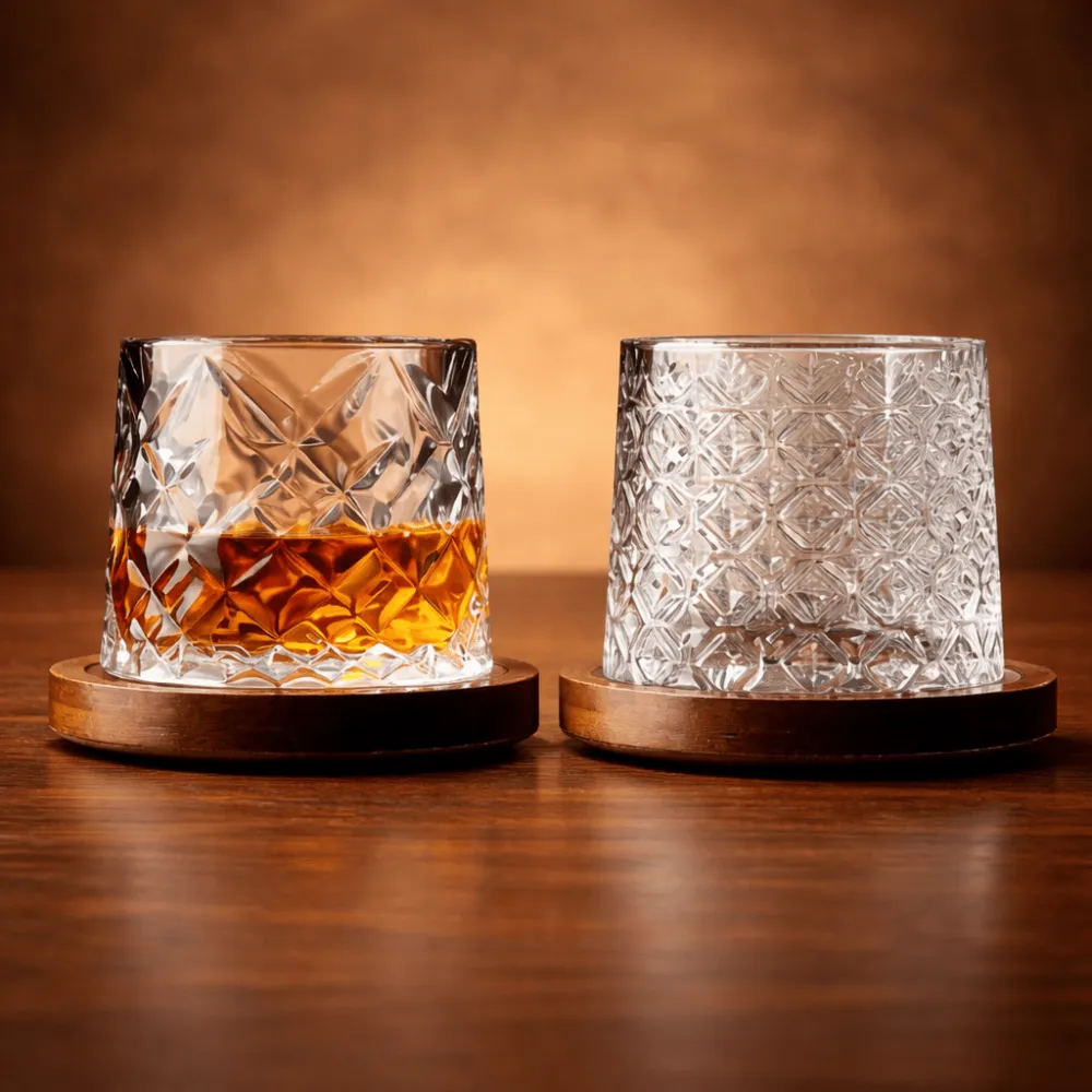 Spinning Base Whiskey Glass