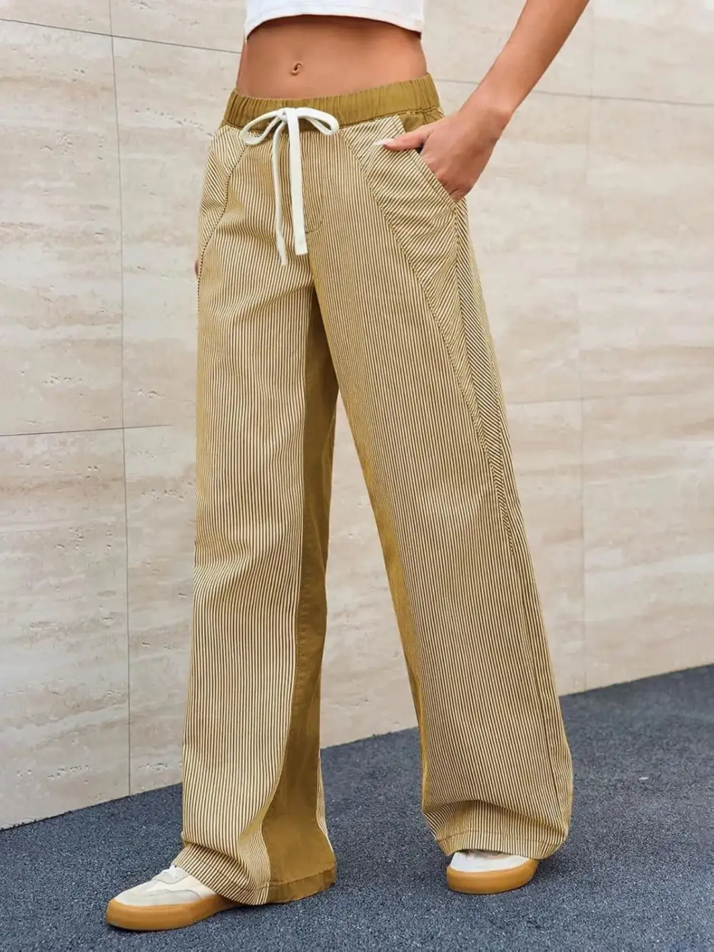 Subtle Texture Flowing Denim Jeans