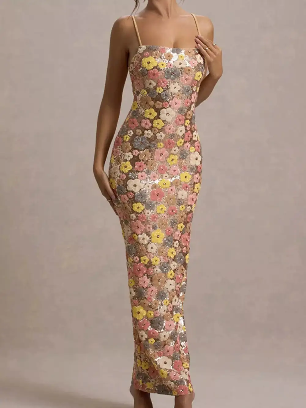 Bodycon Floral Maxi Dress