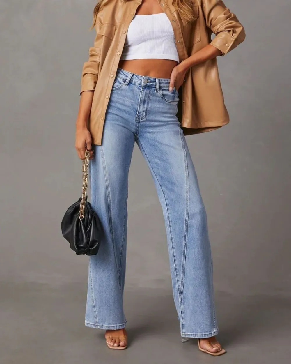 Front-Seam Mid-Rise Straight Jeans