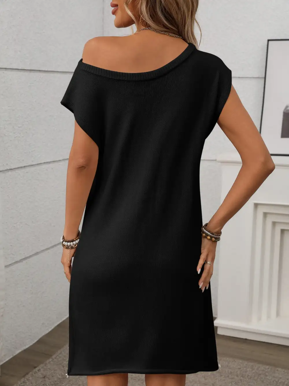 Sweater One-Shoulder Mini Dress