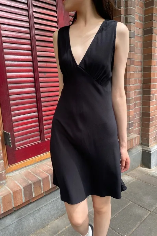 Black V Neck Dress