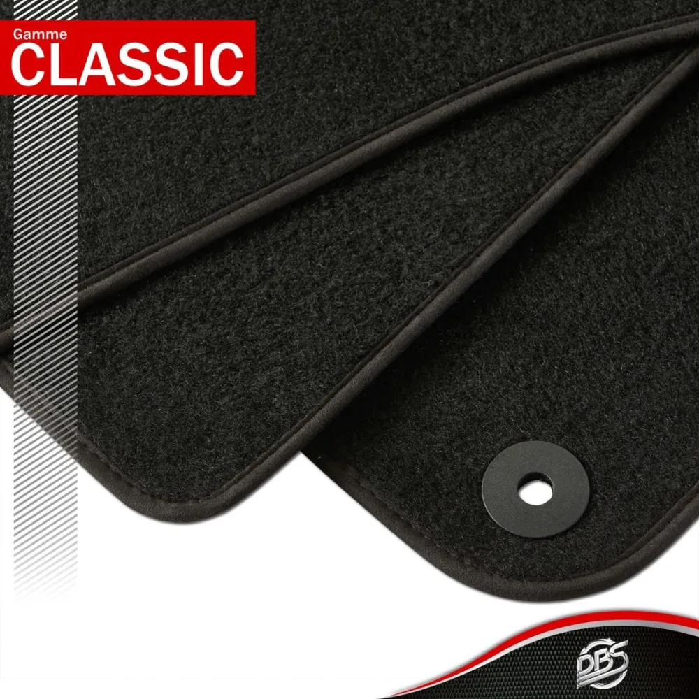 Car Floor Mat – Made to Measure – 3 Pieces – Non-Slip – Black Needle Felt 900 g/m² – Velour Manufacturing – Star Range – 1763702