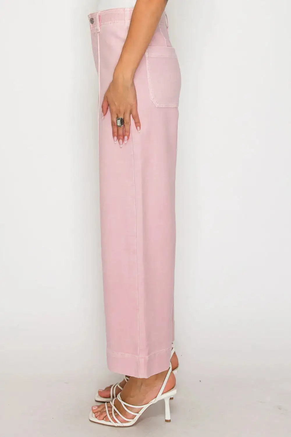 Tummy Control High Rise Vintage Style Wide Leg Cropped Denim Jeans