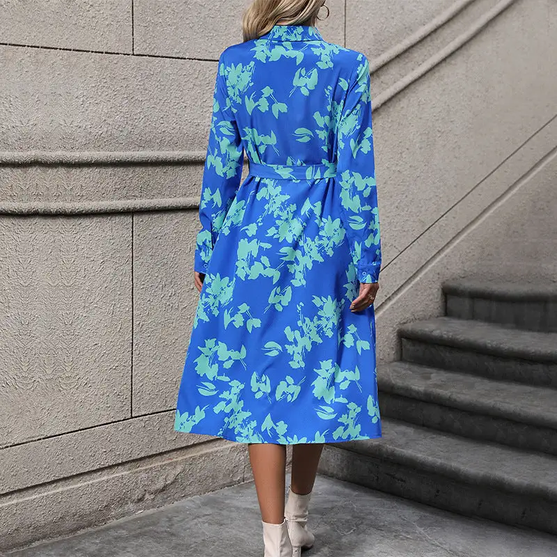 Women's Shirt Long-Sleeve Slit Evening Dress