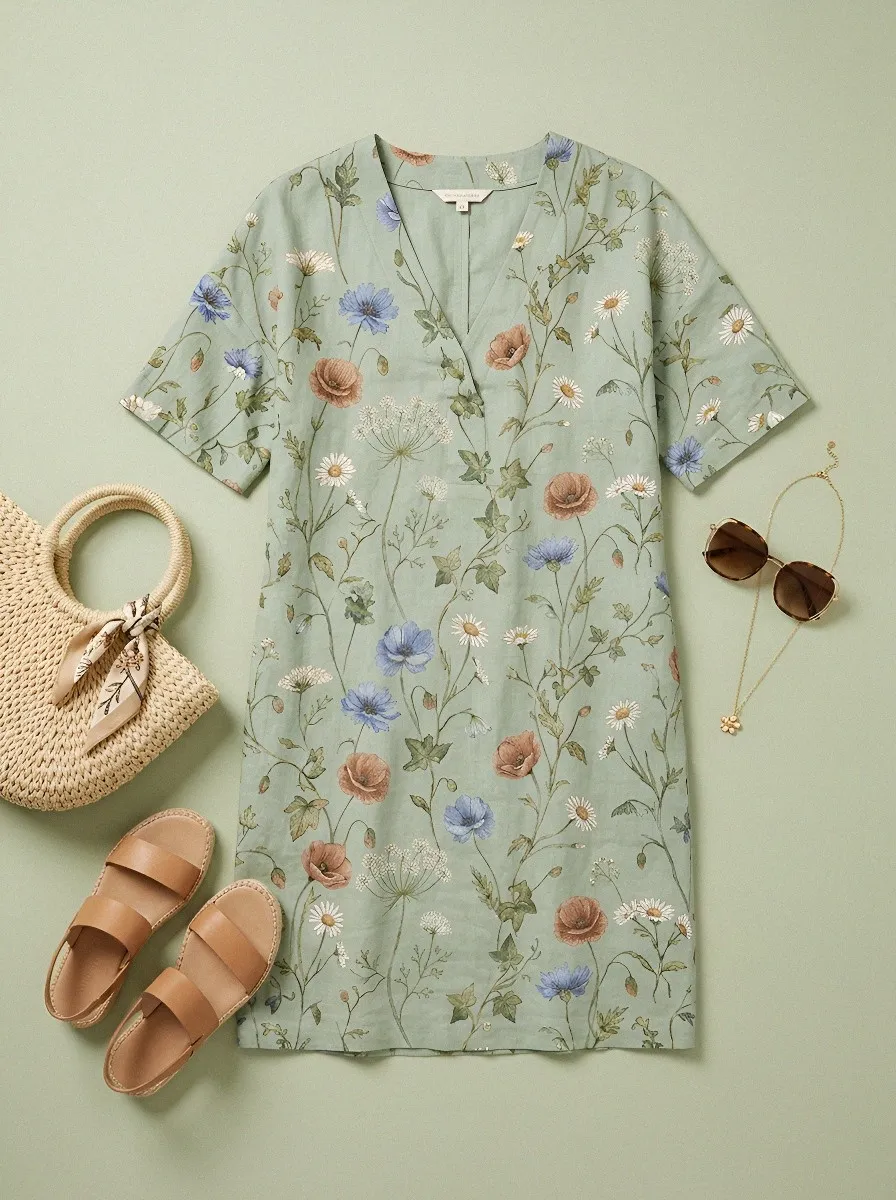 Women's Summer Vacation Wildflower Floral Printed Dress