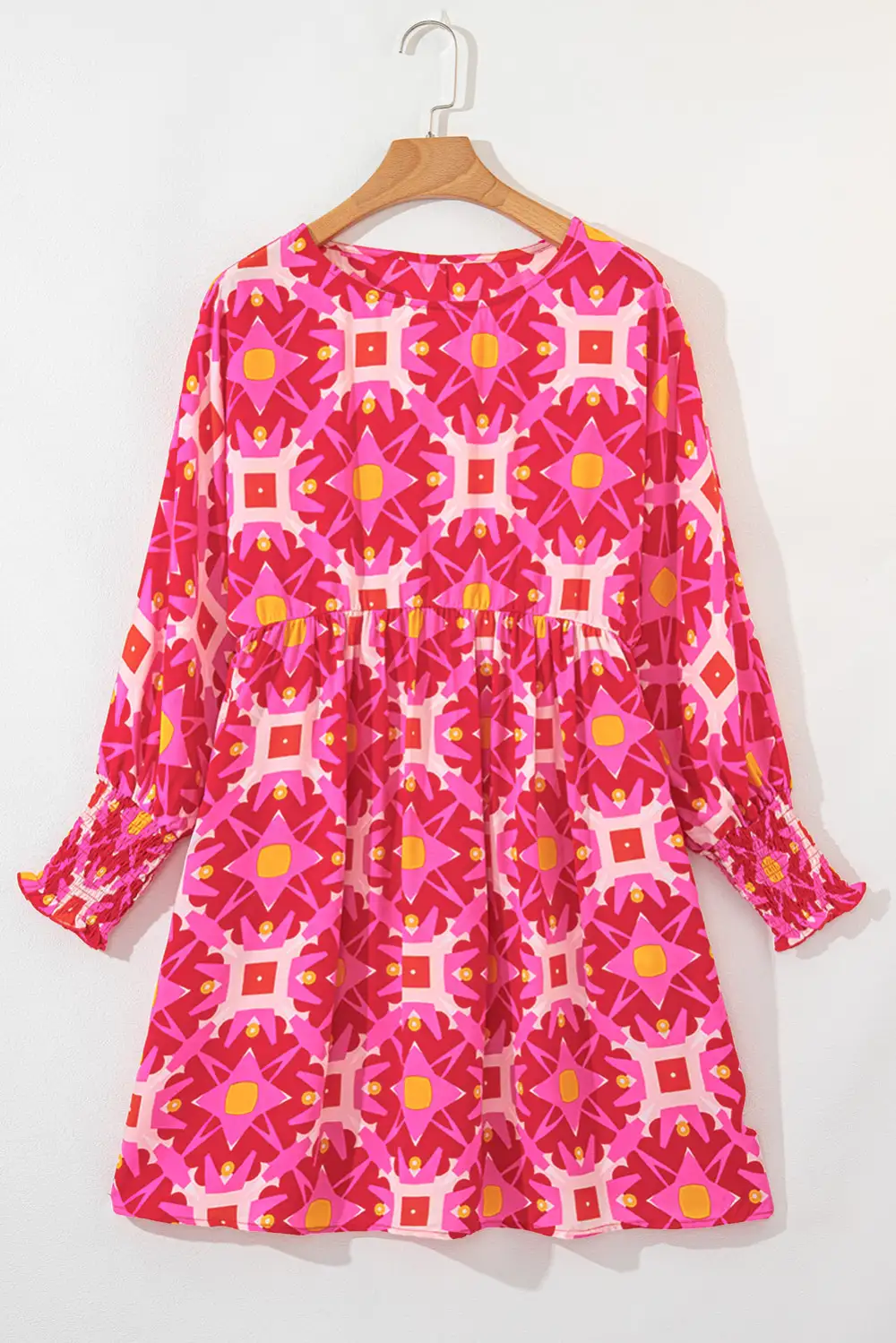 Smocked Long Sleeve Mini Dress