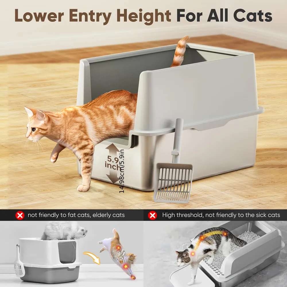 Extra-Large Cat Litter Box with High Sides, Cat Essential for Mess-Free Litter Management