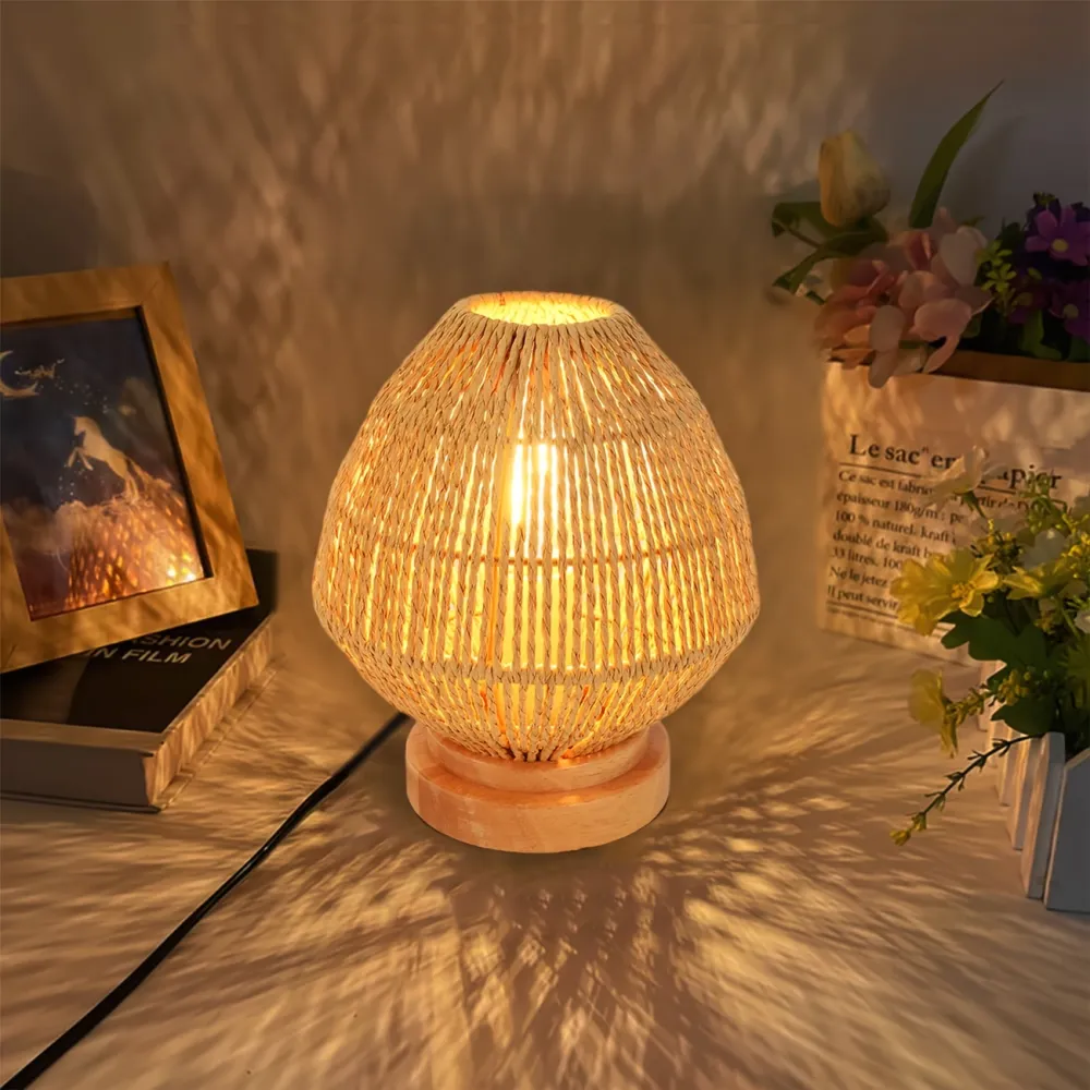 Rustic Rattan Accent Lamp