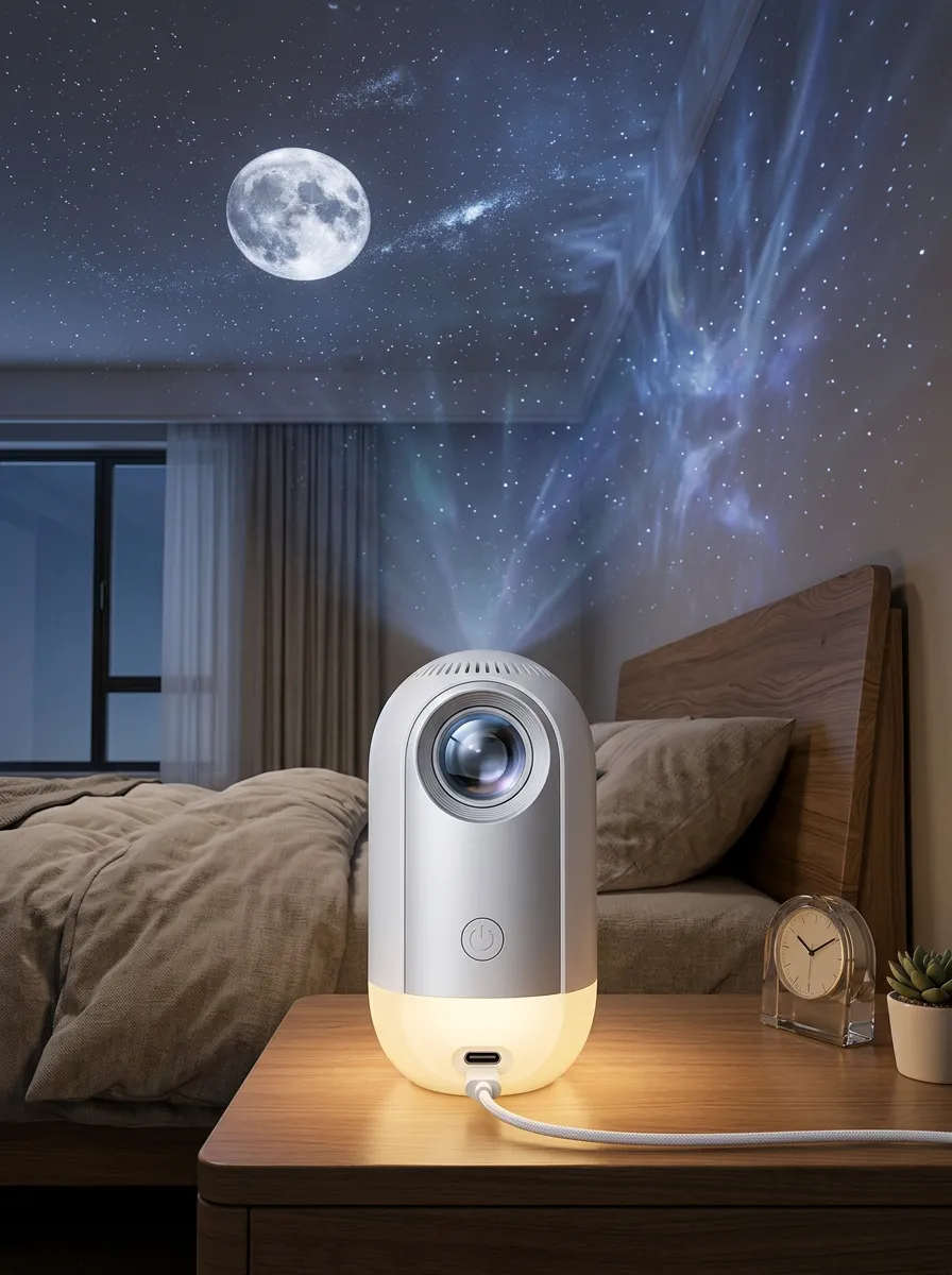 Galaxy Moon and Starry Sky Projection Night Light
