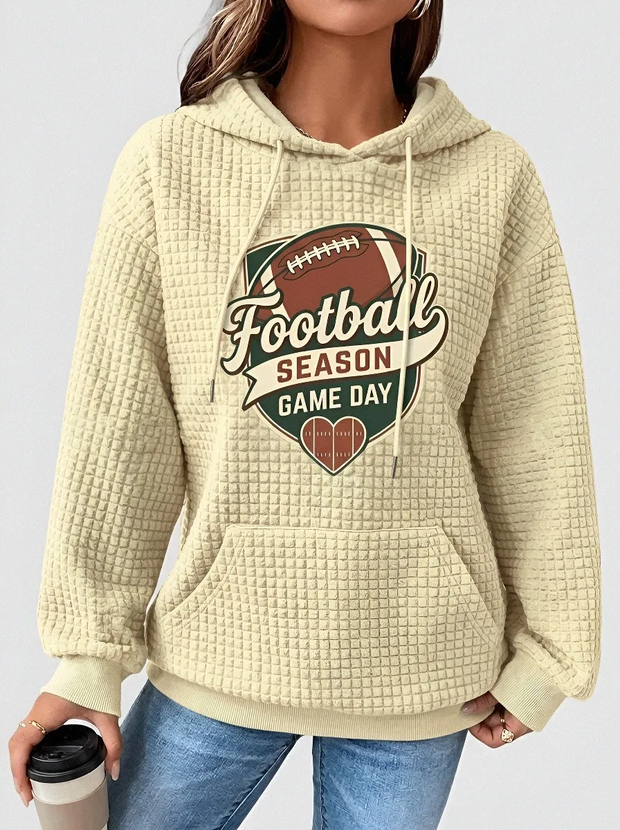 Women's Football Season Game Day Heart Graphic Printed Hoodie