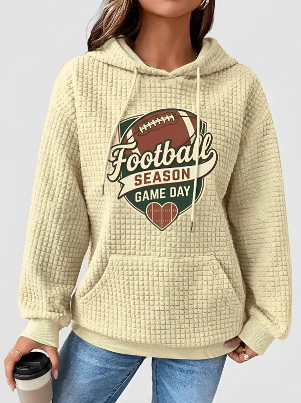 Women's Football Season Game Day Heart Graphic Printed Hoodie