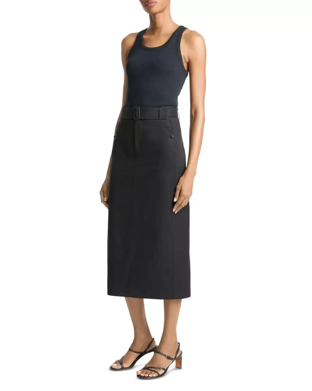 Cotton Belted Belt Loop Skirt