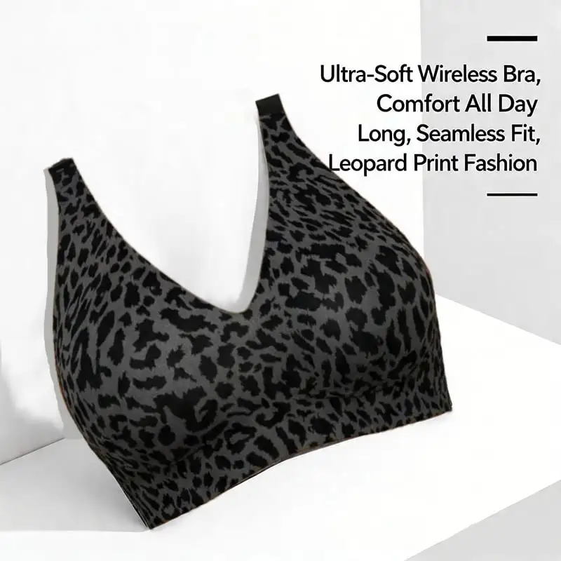 🏆 🔥Super Firming Leopard Print Jelly  Bra | Women Wirefree Bras 👍No More Sagging Breasts
