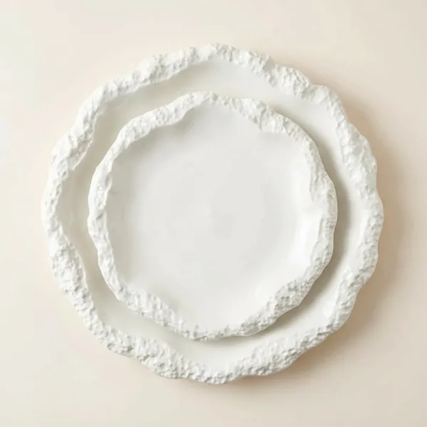 Ceramic Dinner Plates With Textured Rim