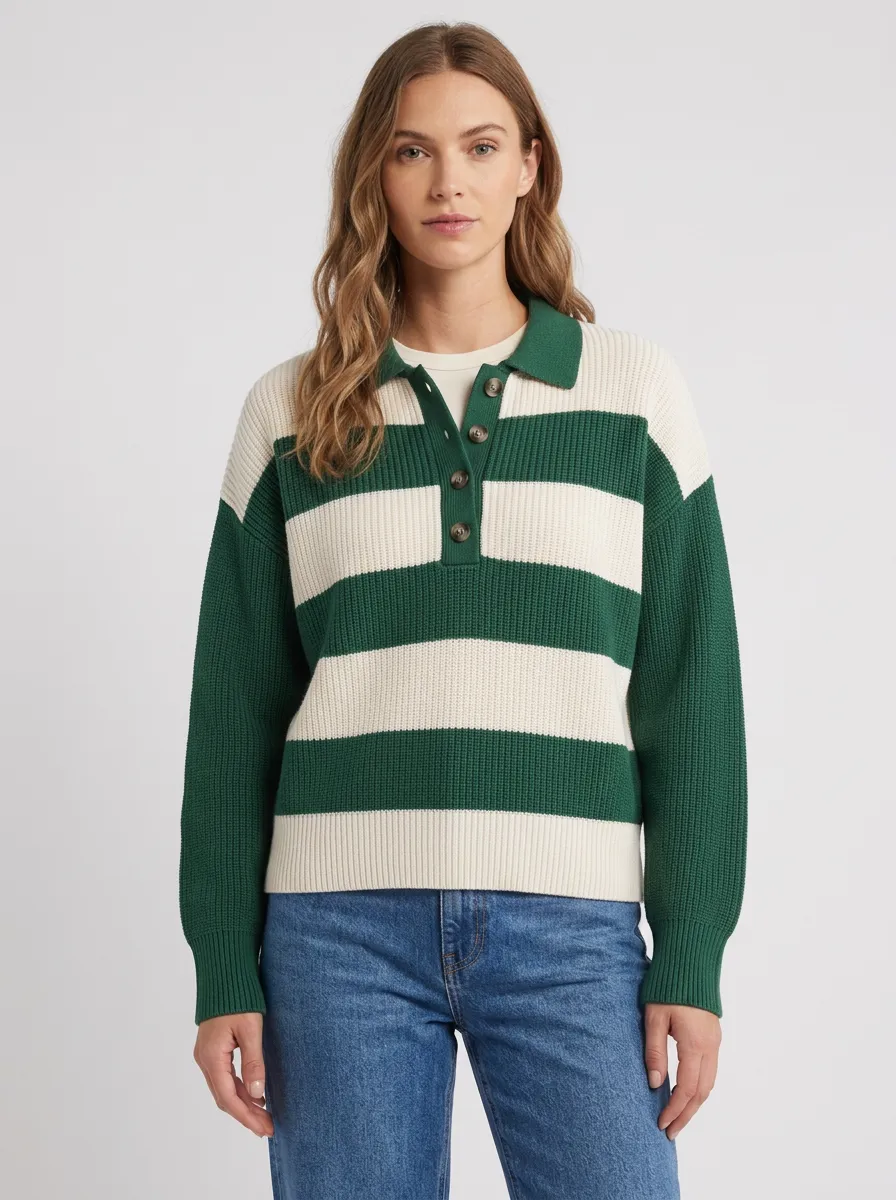Everyday Rugby Striped Button Front Knit Cardigan