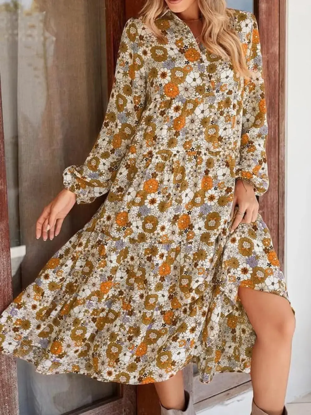 Smart-Casual Floral Midi Dress